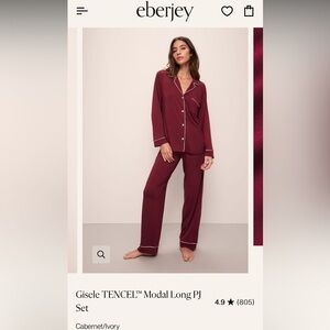 eberjey Gisele TENCEL Modal Long PJ Set 
Cabernet/Ivory